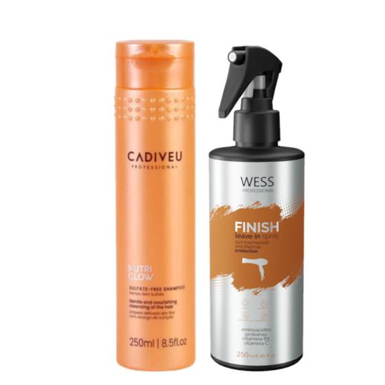 Imagem de Cadiveu Shampoo Nutri Glow 250ml + Wess FinishProtector250ml