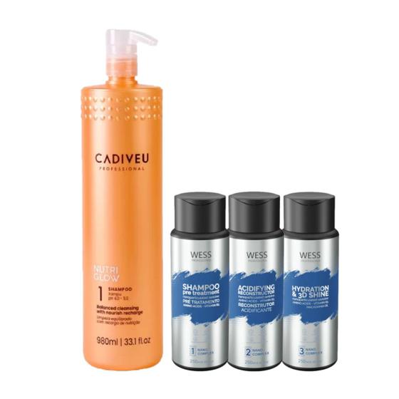 Imagem de Cadiveu Shampoo Nutri Glow 980ml + Wess Kit NanoSelagem250ml