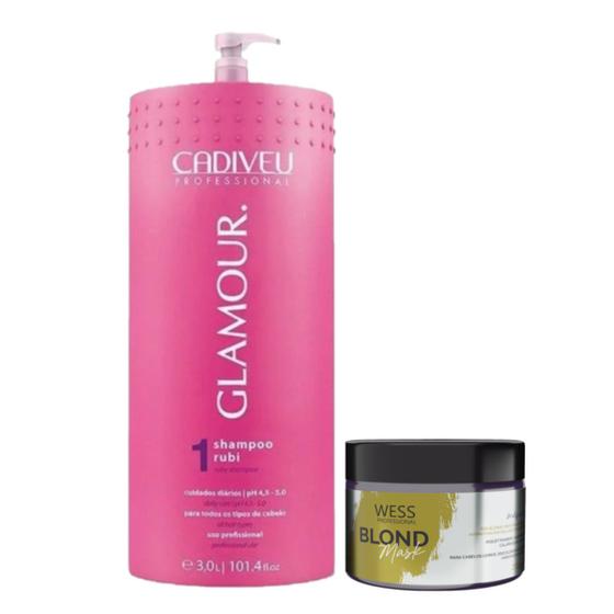 Imagem de Cadiveu Shampoo Rubi Glamour 3L + Wess Blond Mask 200ml