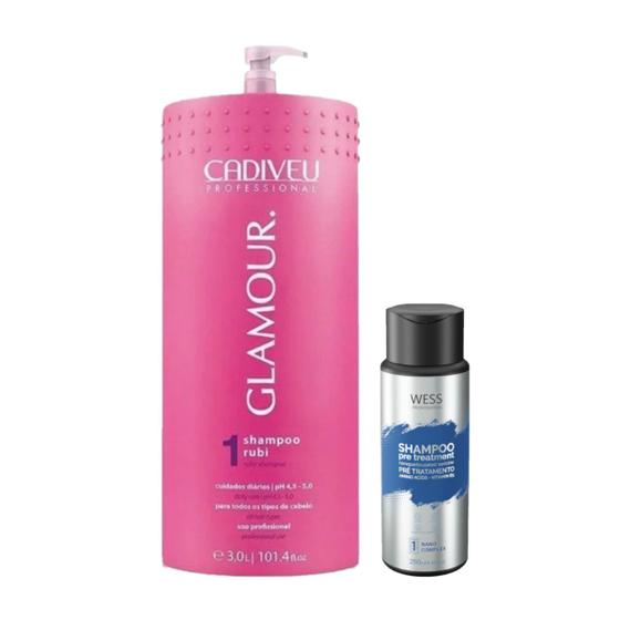 Imagem de Cadiveu Shampoo Rubi Glamour 3L + Wess Nano Passo 1 - 250ml
