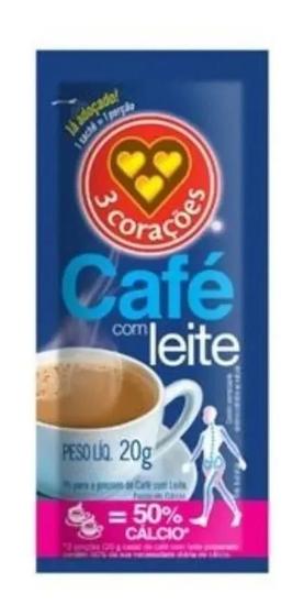 Imagem de Café com Leite  3 Corações 20g Sachê - Pacote com 25 Unidades