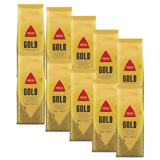 Imagem de Café em Grãos Delta Cafés Gold Int 12 Kit 10 Pacotes de 500g