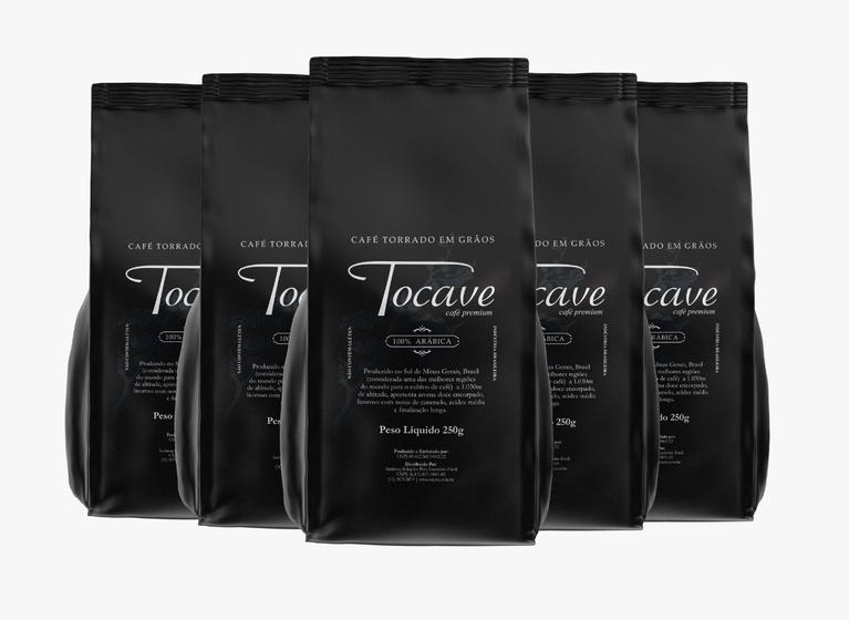 Imagem de Café em Grãos Tocave Premium 1250g (5 pacotes com 250g) Arábica com Torra Média