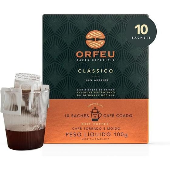 Imagem de Café gourmet orfeu drip coffe c/10 sachês - clássico - v.01/04/25