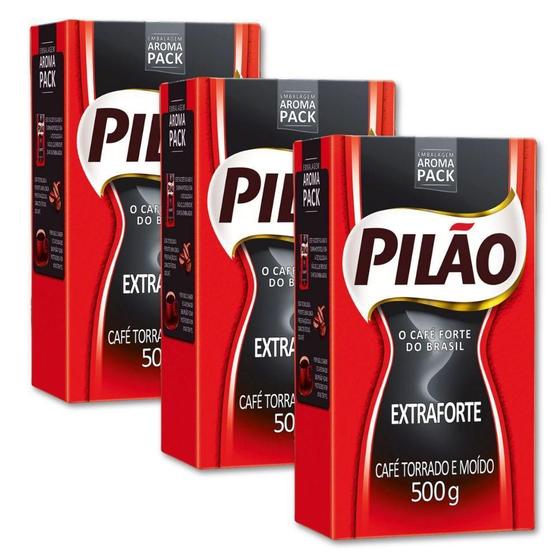Imagem de Café Pilão Torrado E Moído Extra Forte 3 Pacotes De 500G