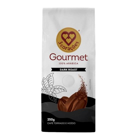 Imagem de Café Torrado e Moído Dark Roast Gourmet 3 Corações Pacote 250g