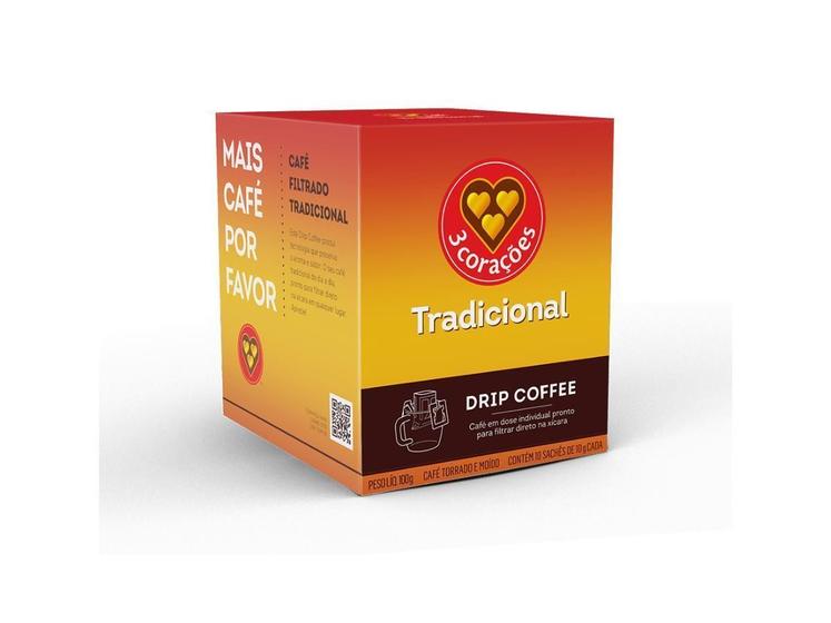 Imagem de Café Três Corações Drip Coffee Filtrado Tradicional 10X10G