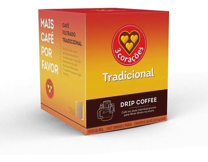 Imagem de Café Três Corações Drip Coffee Filtrado Tradicional 10x10g