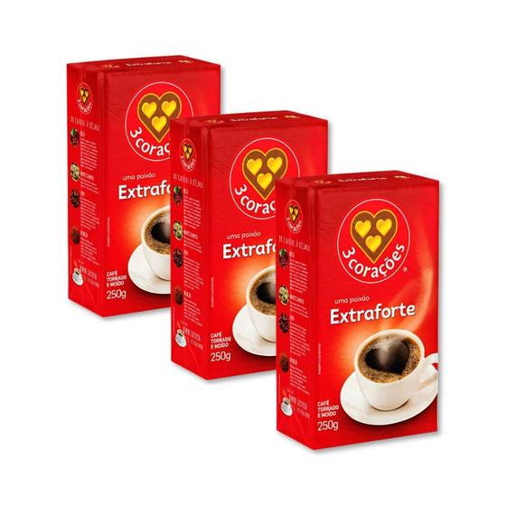 Imagem de Café Três Corações Extra Forte Kit 3 Pacotes a Vácuo 250g