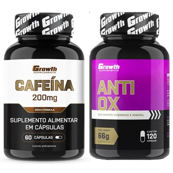 Imagem de Cafeina 200mg 60 Caps + Anti-Ox Antioxidante 120 Caps Growth