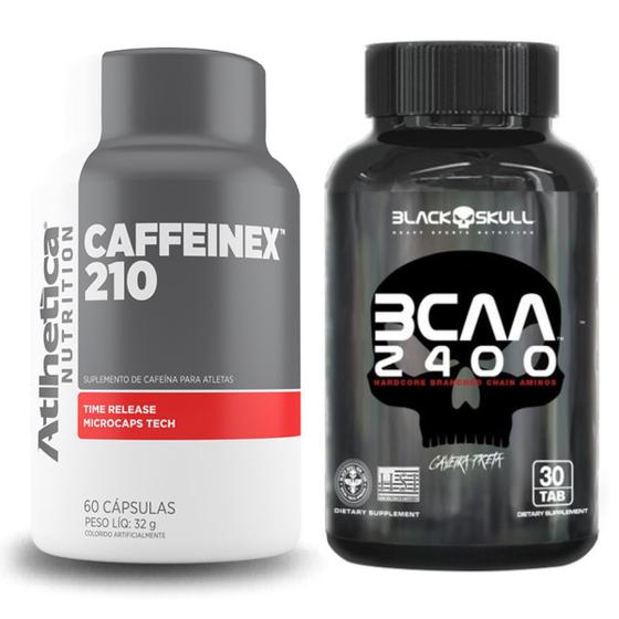 Cafeína 210mg 60 Caps Atlhetica + Bcaa 30 Caps Black Skull Atlhetica