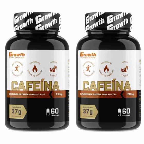 Imagem de Cafeina 210mg 60 Cápsulas Growth Supplements Kit 2 Potes