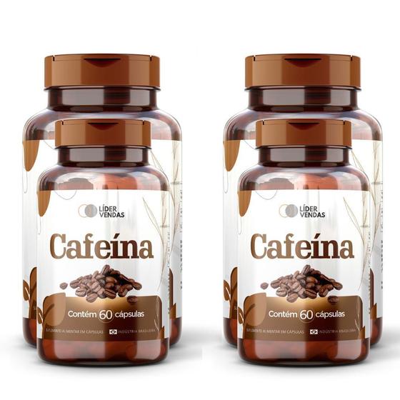 Imagem de Cafeina Com 60 Cápsulas Kit 4 Potes