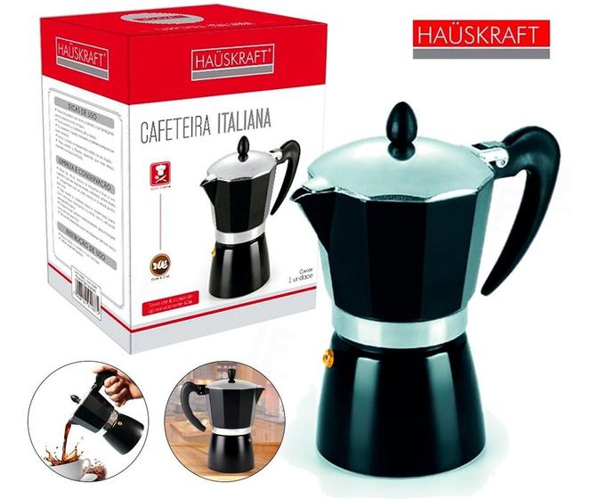 Cafeteira 6 Xícaras Manual Preta Italiana Haüskraft Menor preço em Cafeteira 6 Xícaras Manual Preta Italiana Haüskraft