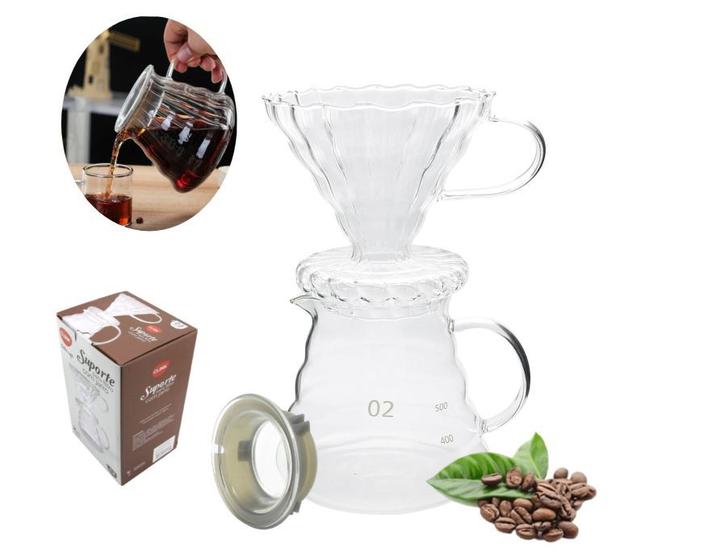 Cafeteira De Vidro Jarro Suporte De Filtro Coador Café 650ml Menor preço em Cafeteira De Vidro Jarro Suporte De Filtro Coador Café 650ml