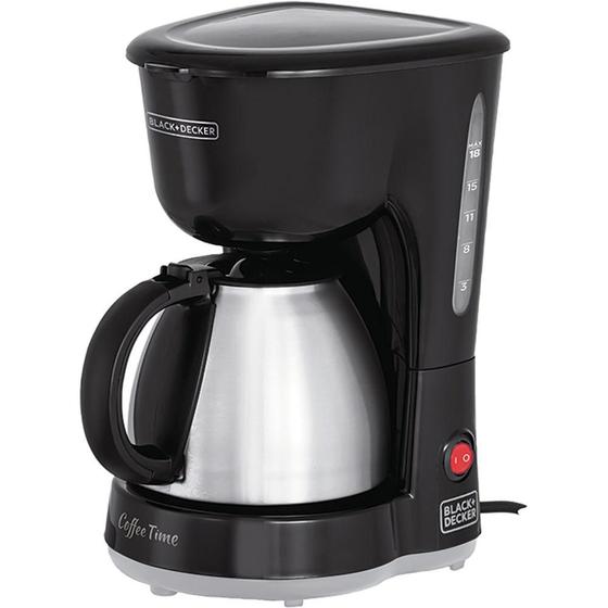 Imagem de Cafeteira Elétrica 18 Xícaras Black & Decker CM15 com Jarra Inox Preta e Prata 127V