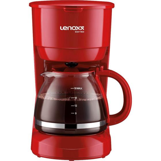 Imagem de Cafeteira Elétrica 18 Xícaras Easy Red Cor Vermelha 127V PCA019_127 - Lenoxx