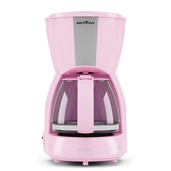 Imagem de Cafeteira Elétrica Britânia BCF15 Inox Rosa 15 Xícaras Café Quentinho 550W 220v