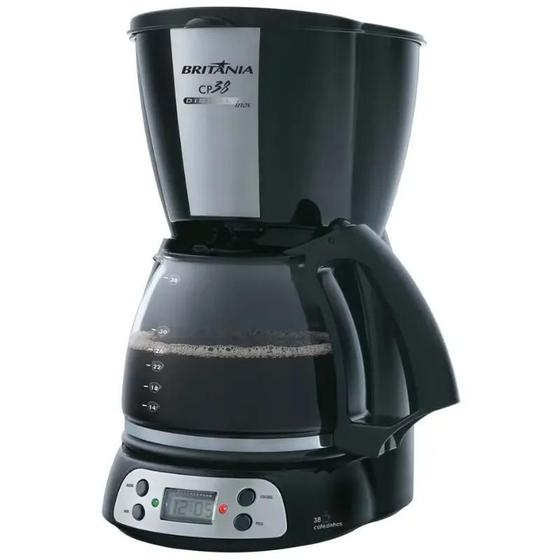 Imagem de Cafeteira Elétrica Britânia Cp38 Digital Inox 38 Xícaras Com Jarra Vidro Preto 2