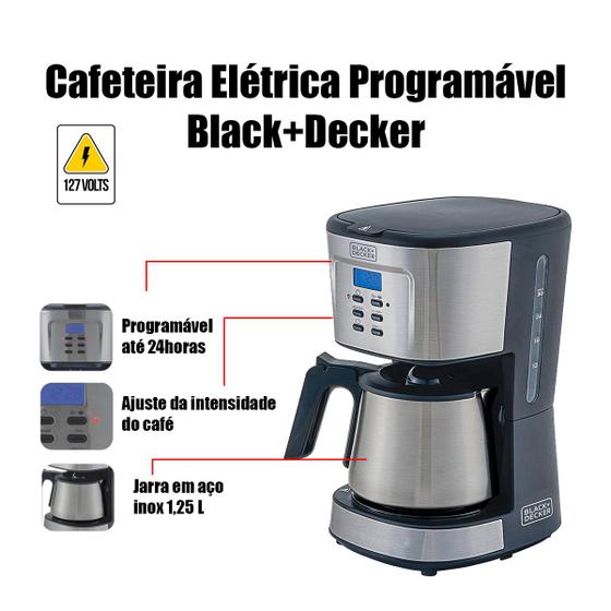 Cafeteira Eletrica Com Jarra Inox 30 Cafes Black Decker CM300GBR 127v 900w Menor preço em Cafeteira Eletrica Com Jarra Inox 30 Cafes Black Decker CM300GBR 127v 900w
