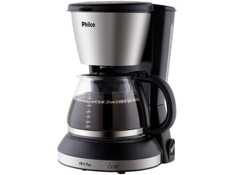 Imagem de Cafeteira Elétrica Philco PH14 PLUS 14 Xícaras - Inox Preto Fosco e Prata