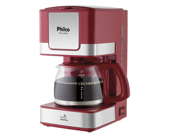 Cafeteira Elétrica Philco PH16 Vermelha e Inox 15 Xícaras 550W Menor preço em Cafeteira Elétrica Philco PH16 Vermelha e Inox 15 Xícaras 550W