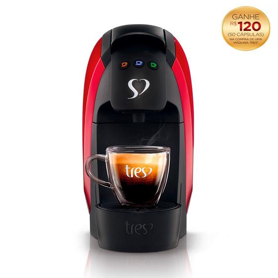 Cafeteira Espresso LUNA Vermelha Automática - TRES 3 Corações Menor preço em Cafeteira Espresso LUNA Vermelha Automática - TRES 3 Corações