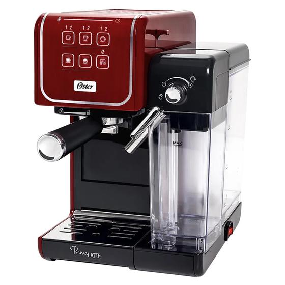 Imagem de Cafeteira Expresso  Oster PrimaLatte Pó ou Capsulas Painel Touch Vermelha - 127v