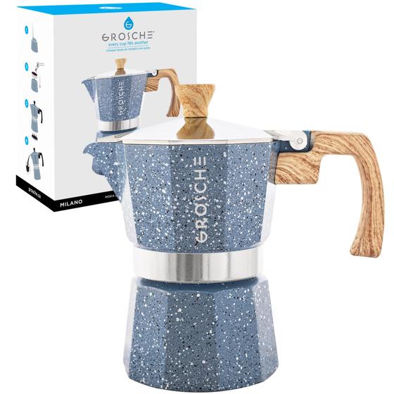 Imagem de Cafeteira Expresso para Fogão GROSSCHE Milano Moka Pot Indigo - 6 xícaras