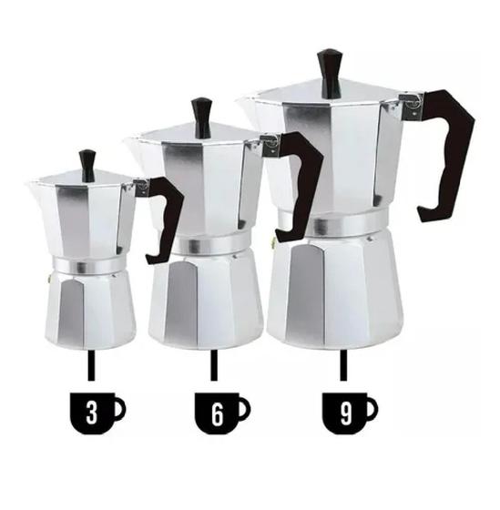 Imagem de Cafeteira Italiana Expresso Manual Aço Alumínio 3, 6,9 Xicara Café Chá Com Filtro