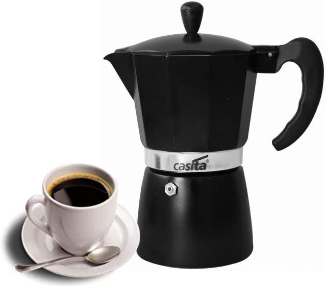 Cafeteira Italiana Moka 6 Xícaras Alumínio Café Expresso 300ml Bule  Econômica Preta Válvula De Segurança Pequena Casita - Cafeteiras Elétricas  e Acessórios - Magazine Luiza
