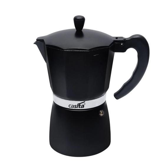 Imagem de Cafeteira Italiana Moka Tradicional em Alumínio Preto com 6 xícaras - 300ml