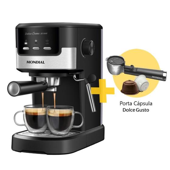 Cafeteira Mondial Expresso Dolce Crema 20 Bar C20EC 220V Porta Cápsulas ...