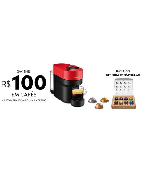 Cafeteira Nespresso Automática Vertuo Pop Vermelho Pimenta Menor preço em Cafeteira Nespresso Automática Vertuo Pop Vermelho Pimenta