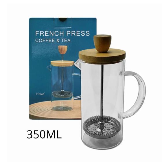 Imagem de Cafeteira Prensa Francesa Vidro Bambu Premium French Press