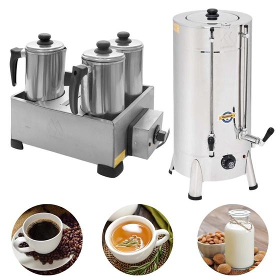 Imagem de Cafeteira Tradicional 6 Litros 1300W + Esterilizador De 3 Bules Com Termostato Marchesoni 220 V