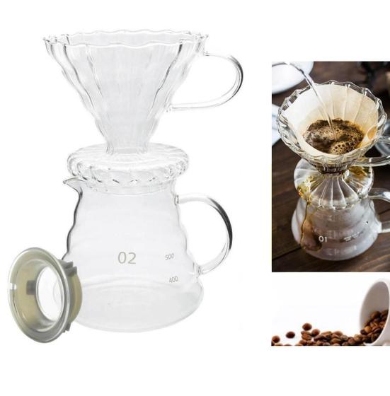 Imagem de Cafeteira Vidro Suporte Jarra e Tampa Coador Café 650 Ml