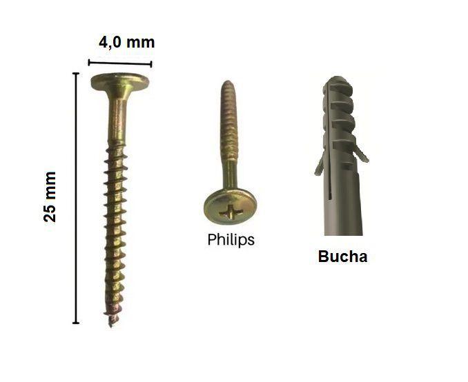 Imagem de Caixa 10 Parafusos Bicromatizado Philips 4,0 X 25 com Bucha Jomarca