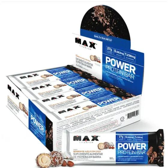 Caixa 12 Barras Power Protein Max Titanium 41g 13G Proteína Menor preço em Caixa 12 Barras Power Protein Max Titanium 41g 13G Proteína