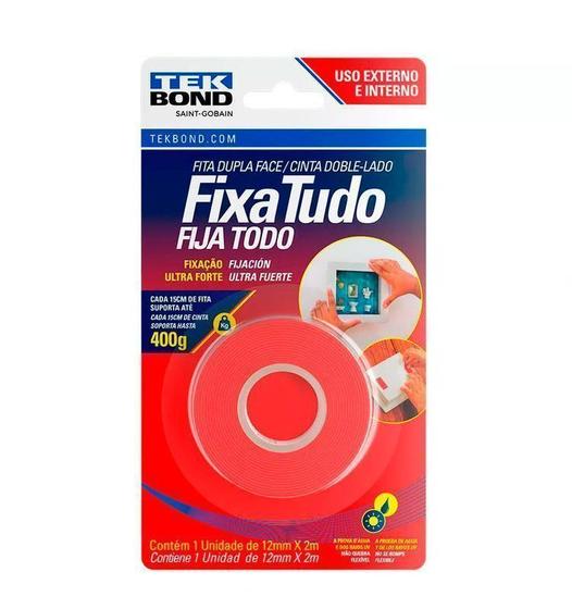 Imagem de Caixa 12 Fita Dupla Face Fixa Tudo Uso Externo 12Mm X 2M Transparente