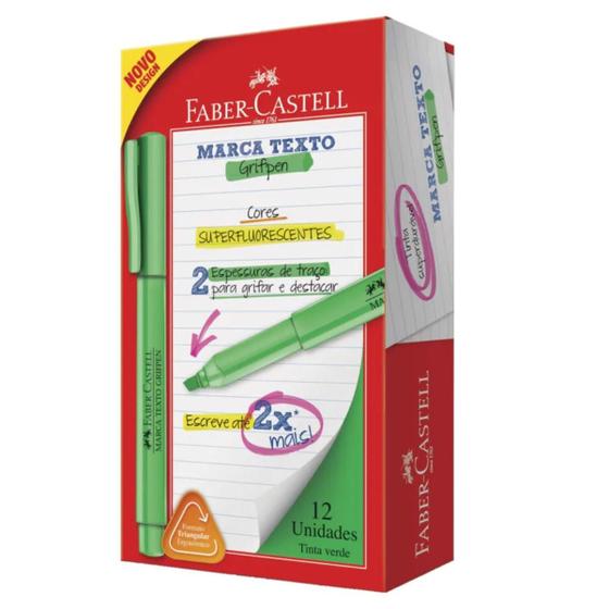 Imagem de Caixa 12 Marca Texto Grifpen Verde Neon- Faber Castell