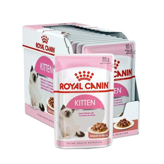 Imagem de Caixa 12unRação Úmida Sachê Royal Canin Kitten Gatos Filhotes 85g