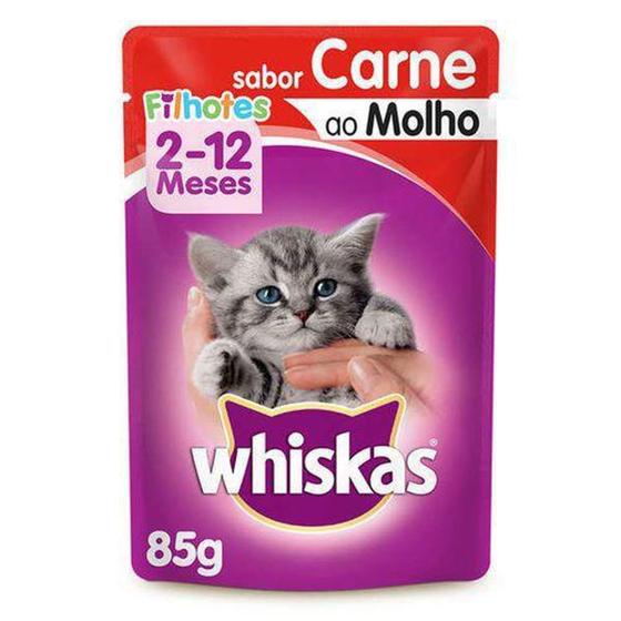 Imagem de Caixa 20 un. Sachês Whiskas Carne Filhote 85g