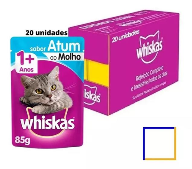 Imagem de Caixa 20 Whiskas Sachês Atum Ao Molho Para Gatos Adultos 85g