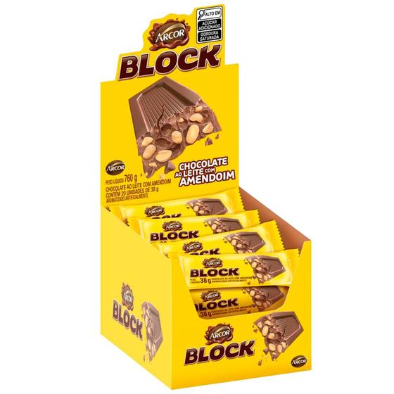 Imagem de Caixa 20x38g Chocolate Chock Block C/ Amendoim Barra