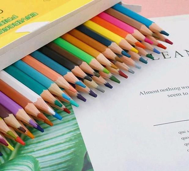 Imagem de Caixa 24 lápis de cor modelo sextavado eco cores vibrantes escolar tradicional