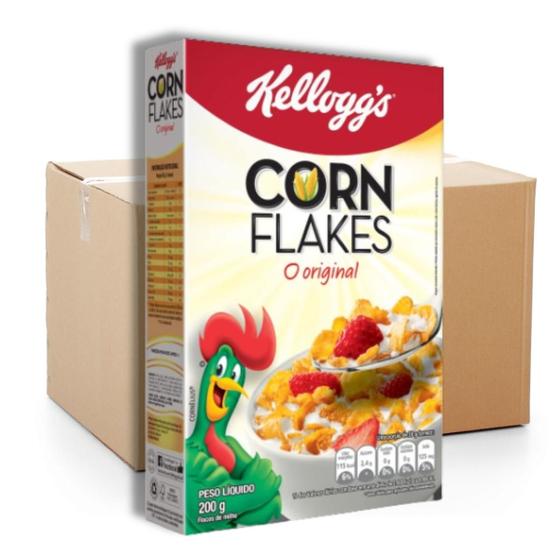 Imagem de Caixa 36 Unidades Cereal Matinal Kellogs Corn Flakes Original com Flocos de Milho 200g - Kit com 36x200g