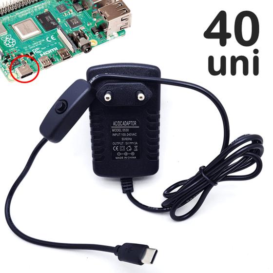 Imagem de Caixa 40 Fontes De Alimentação 5v 3A Para Raspberry Pi 2 Pi 3 Pi 3b V8 Botão Liga/Desligar U1002