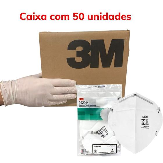 Imagem de Caixa 50 máscaras 9920H Hospitalar clipe nasal PFF2 N95 sem válvula 3M