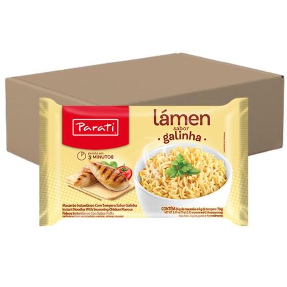 Imagem de Caixa 50 unidades Macarrão Instantâneo Lámen Parati Galinha 70g - Kit com 50x70g